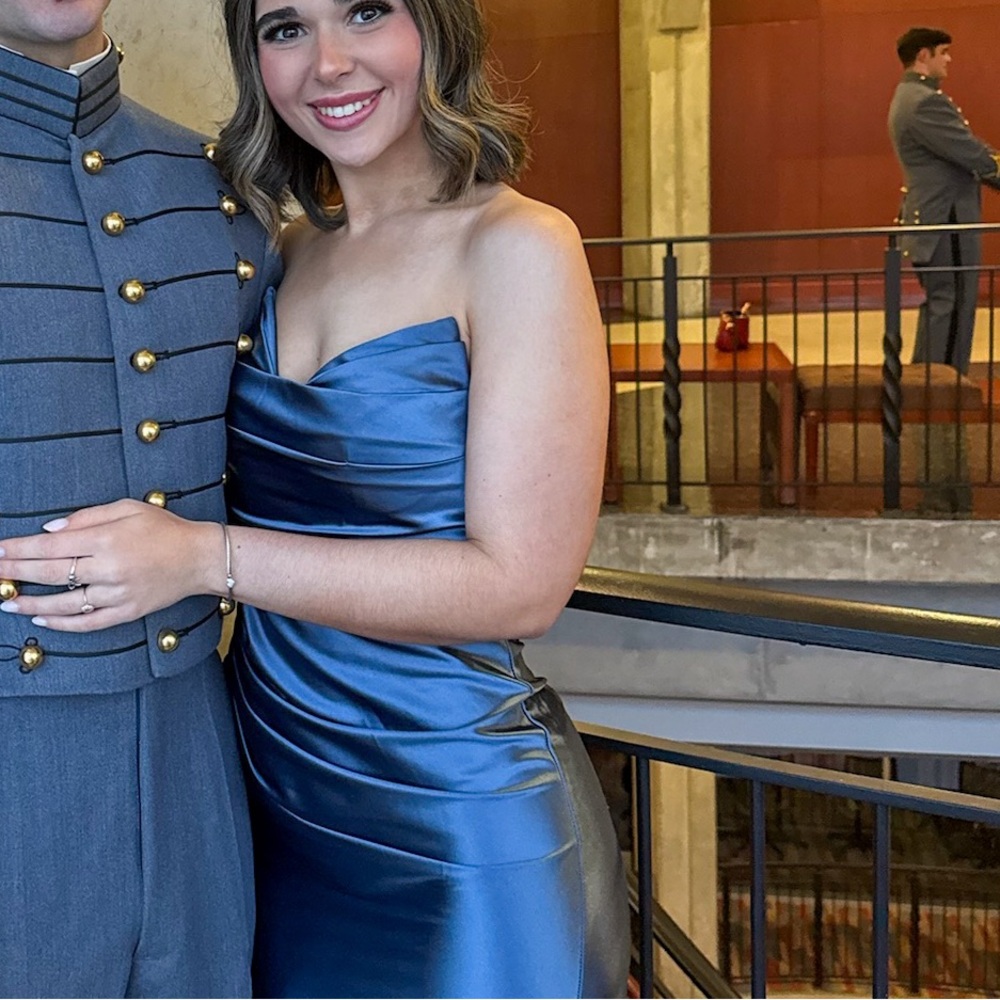 Elegant Blue Satin Gown
